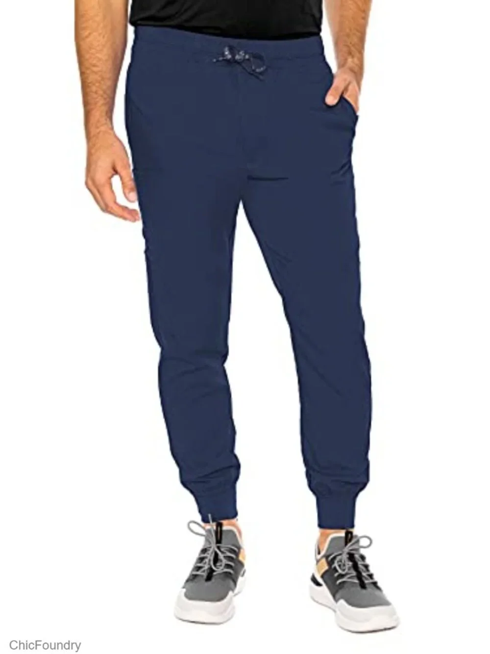 Med Couture Men's Jogger Scrub Pants - 2-Way Stretch, Cargo Pocket, Knit Cuffs